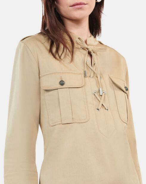 Robe saharienne courte beige