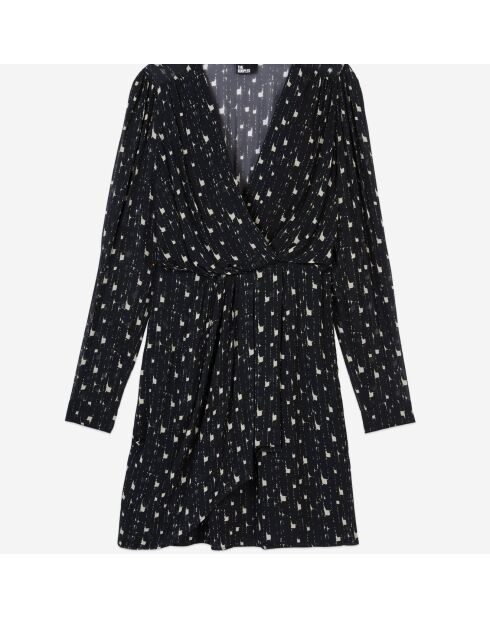 Robe courte imprimée noire et blanche