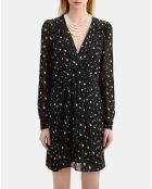 Robe courte imprimée noire et blanche