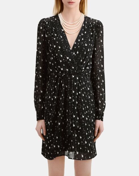 Robe courte imprimée noire et blanche