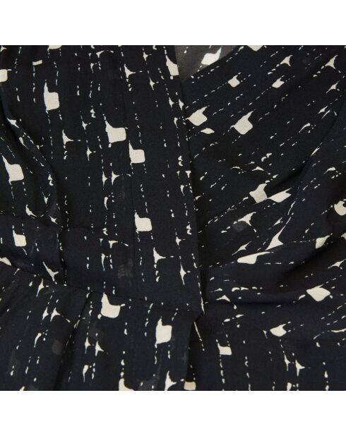 Robe courte imprimée noire et blanche