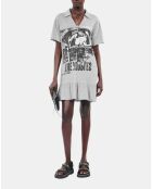 Robe t-shirt avec sérigraphie grise pierre