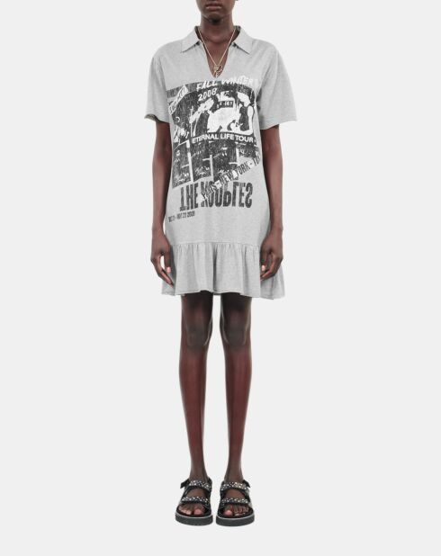 Robe t-shirt avec sérigraphie grise pierre