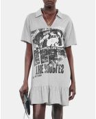 Robe t-shirt avec sérigraphie grise pierre