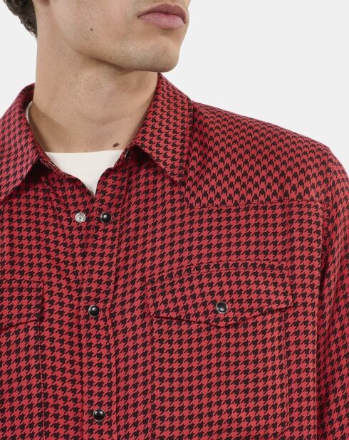 Chemise pied de poule noir et rouge