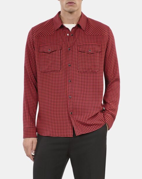 Chemise pied de poule noir et rouge