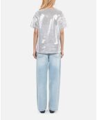 T-shirt à sequins argenté