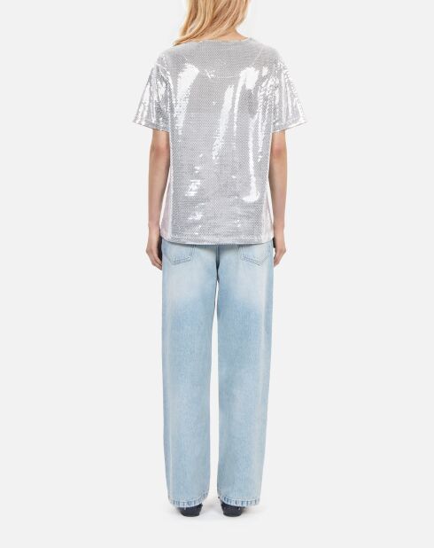T-shirt à sequins argenté