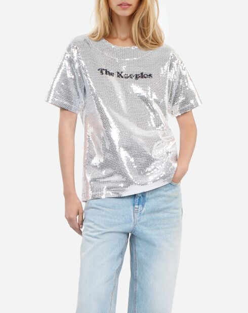 T-shirt à sequins argenté