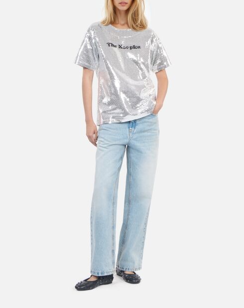 T-shirt à sequins argenté