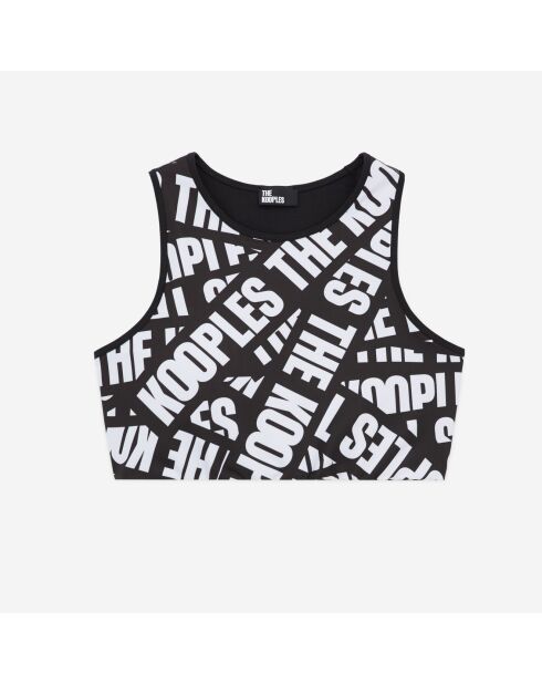 Brassière courte Tape logo noire et blanche