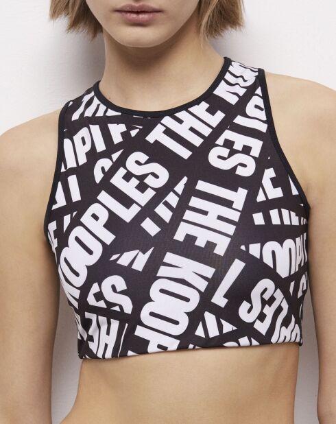 Brassière courte Tape logo noire et blanche