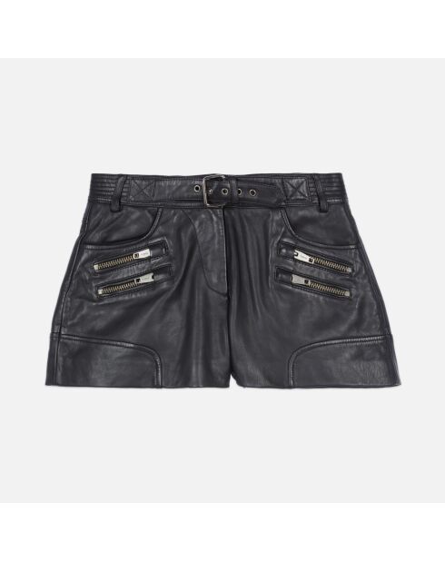 Short en cuir noir