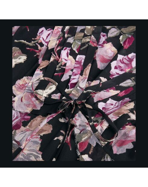 Robe longue imprimé fleuri noire et violette