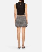 Short en tweed noir et blanc