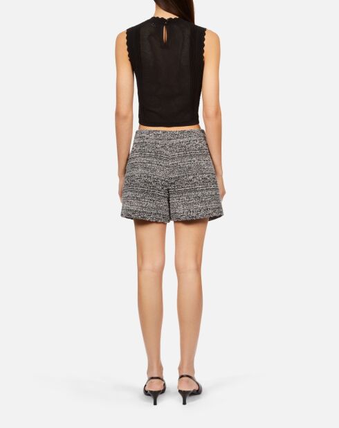 Short en tweed noir et blanc