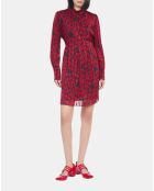 Robe courte  plissée imprimé cœurs noire et rouge