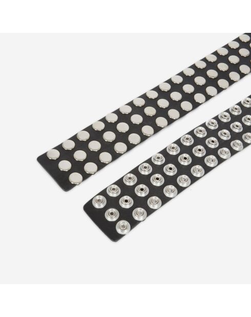 Ceinture large en cuir noire