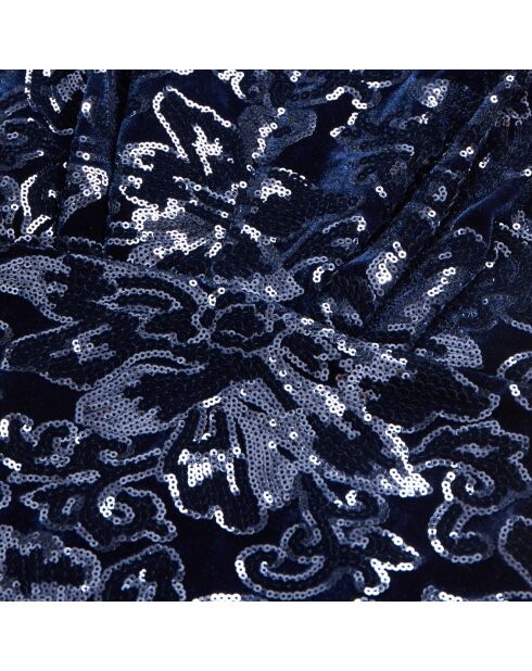 Robe courte en velours avec sequins bleu marine
