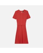 Robe courte en maille ajourée rouge