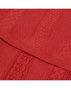 Robe courte en maille ajourée rouge