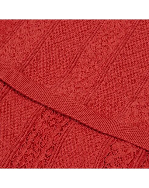 Robe courte en maille ajourée rouge
