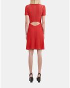 Robe courte en maille ajourée rouge