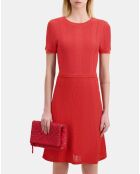 Robe courte en maille ajourée rouge