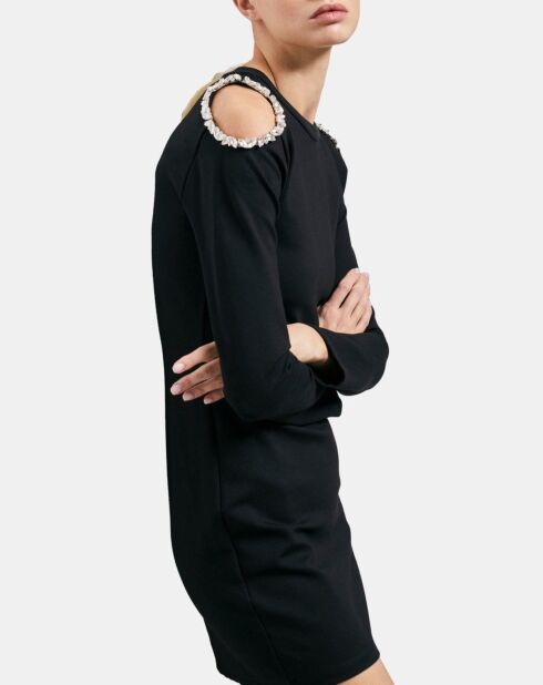 Robe courte détails épaules noire