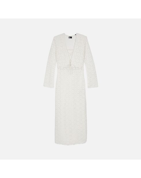 Robe longue en guipure blanche