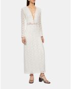 Robe longue en guipure blanche