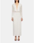 Robe longue en guipure blanche
