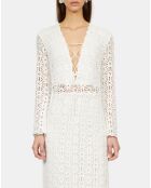 Robe longue en guipure blanche