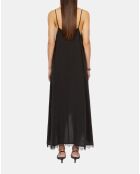 Robe nuisette longue en soie lavée noire