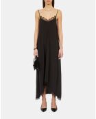 Robe nuisette longue en soie lavée noire