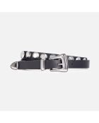 Ceinture fine en cuir avec rivets noire