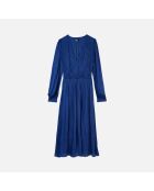 Robe longue plissée bleu royal
