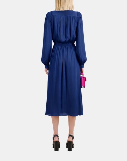Robe longue plissée bleu royal