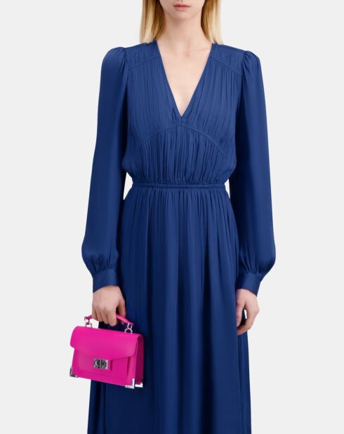 Robe longue plissée bleu royal