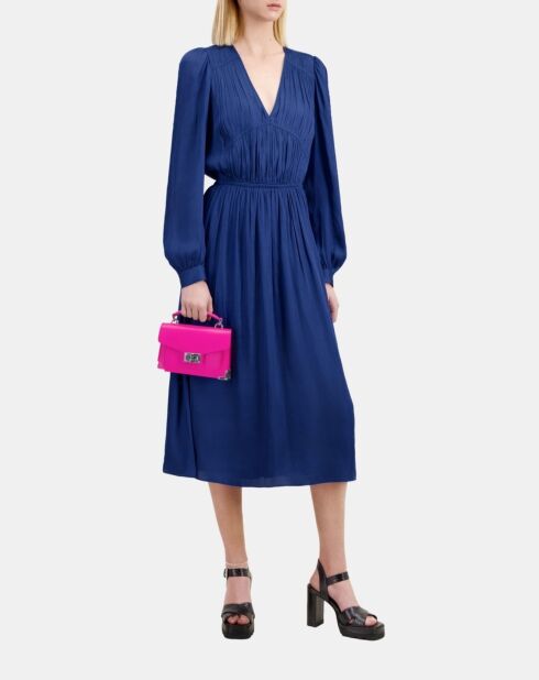 Robe longue plissée bleu royal