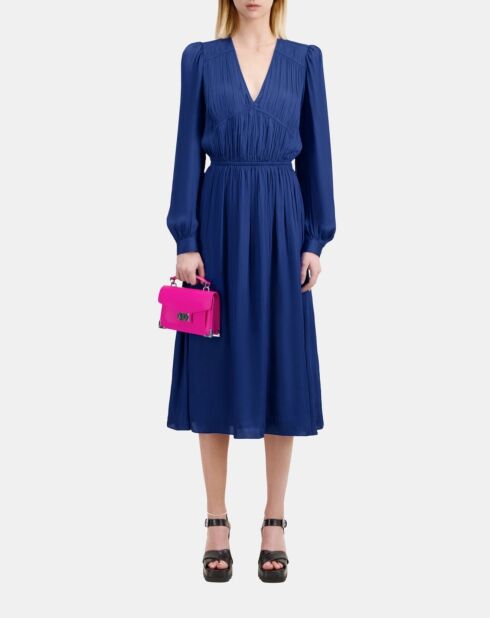 Robe longue plissée bleu royal