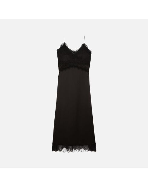 Robe nuisette longue avec dentelle noire