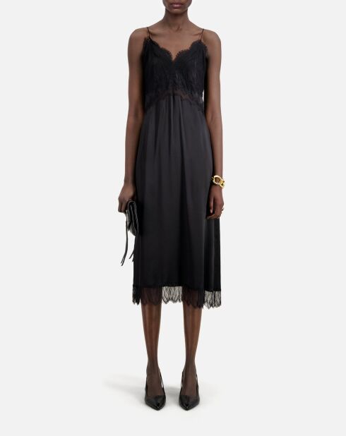Robe nuisette longue avec dentelle noire