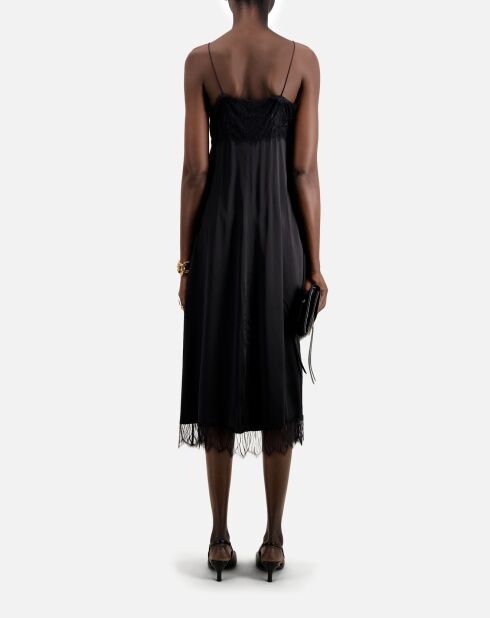 Robe nuisette longue avec dentelle noire