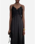 Robe nuisette longue avec dentelle noire