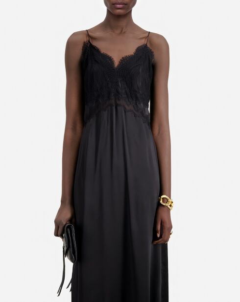 Robe nuisette longue avec dentelle noire