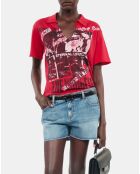 T-shirt avec sérigraphie rouge