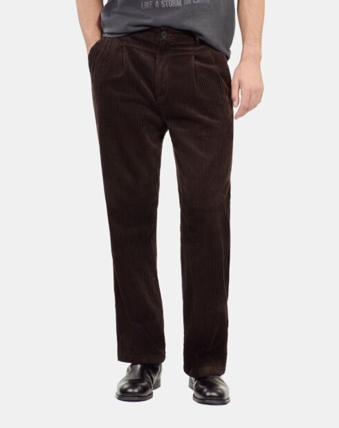 Pantalon en velours côtelé brun