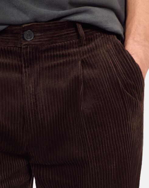 Pantalon en velours côtelé brun