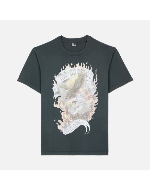 T-shirt avec sérigraphie noir lavé